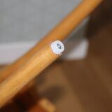 5 baumann chairs with large backs in black faux leather.