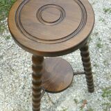 Tripod table with 2 vintage trays 1960 stool