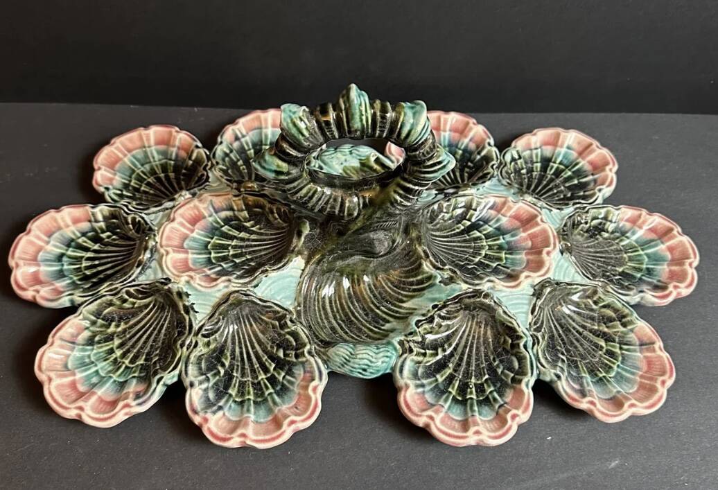 Majolica oyster plate