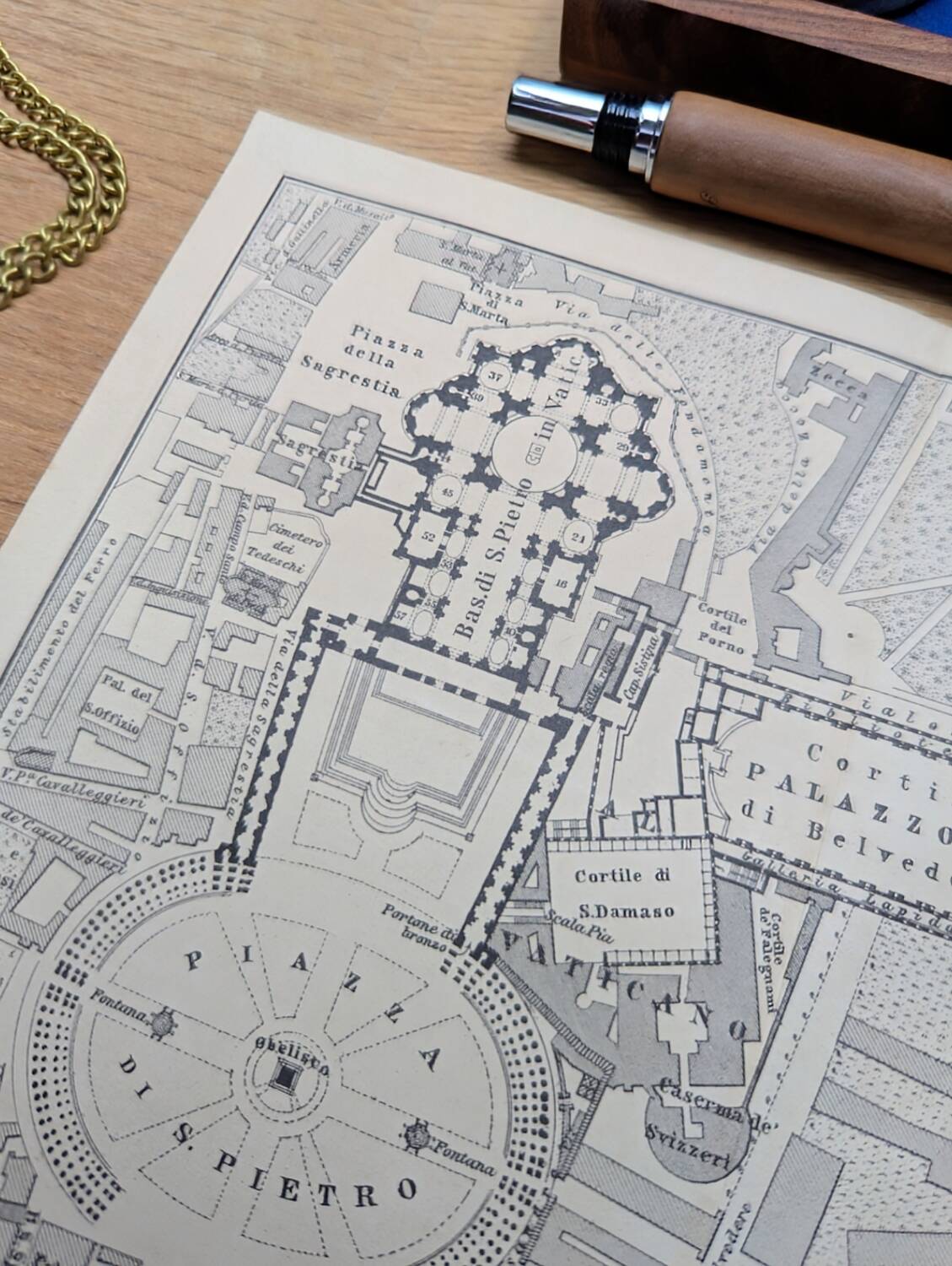The Vatican, Vintage map printed in 1894