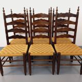 Set of 6 vintage Arts & Crafts chairs in Antonio Calligaris style in rope oak wood from the 50s