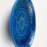 Large wall plate Rimini Blu Italian mid-century by Aldo Londi for Bitossi, 1960s.