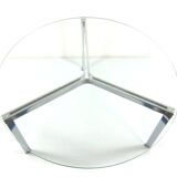 Modernist glass coffee table with stainless steel base