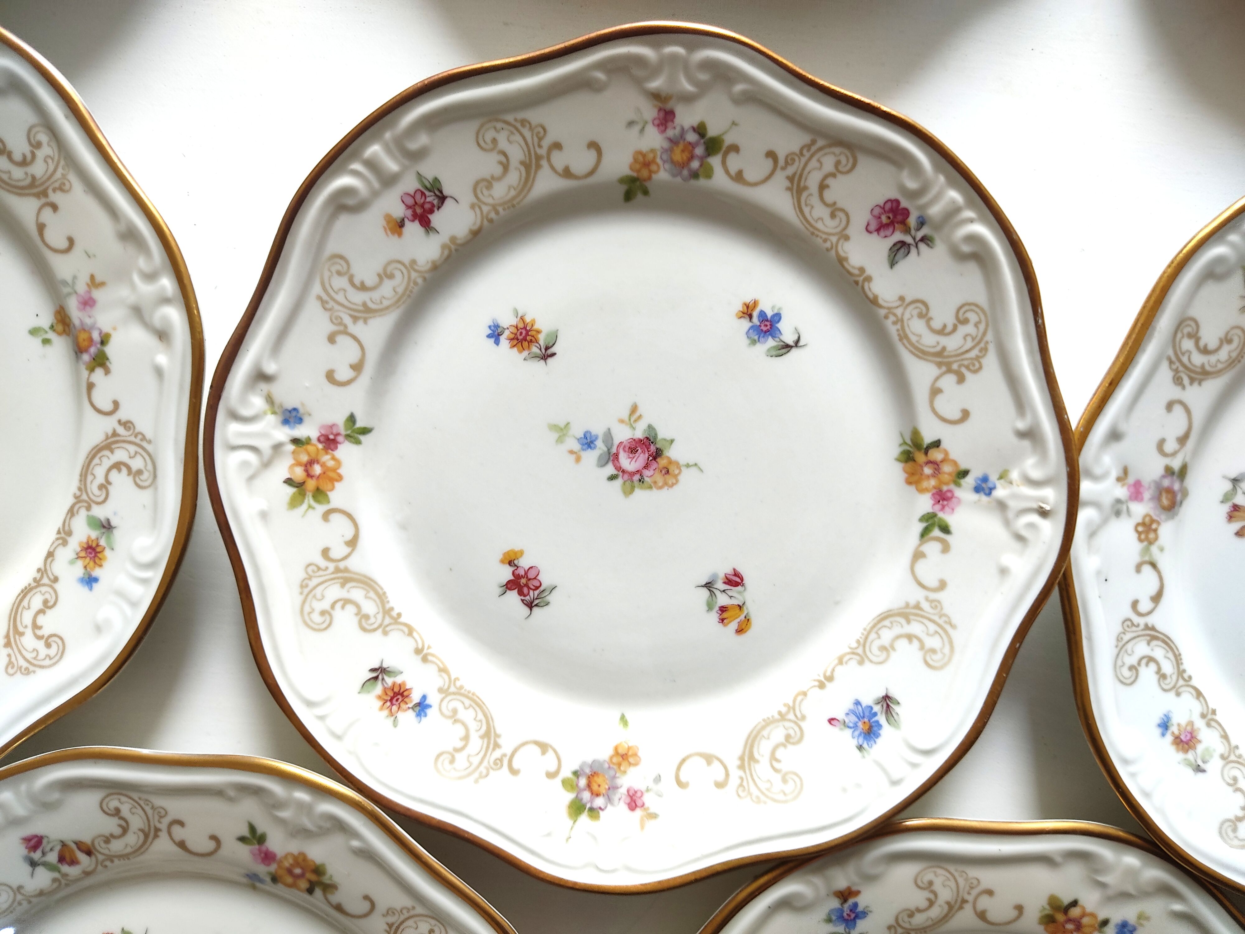 10 assiettes en porcelaine fleurie, veb r reichenbach