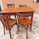 Table and 4 chairs bistrot Baumann vintage 1960s