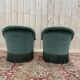 Pair of Napoleon III style green velvet toad armchairs