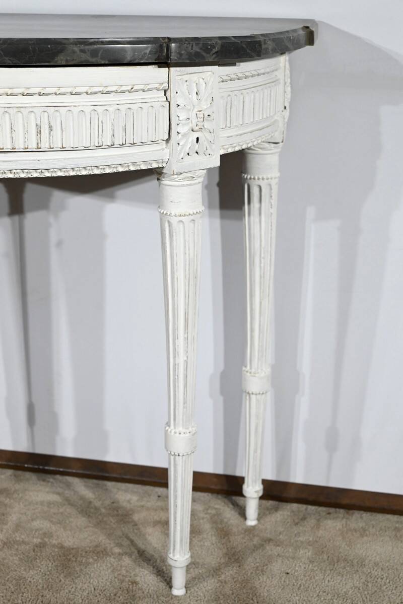 Half-Moon Console in Rechampi Wood, Louis XVI style – Early 19th century