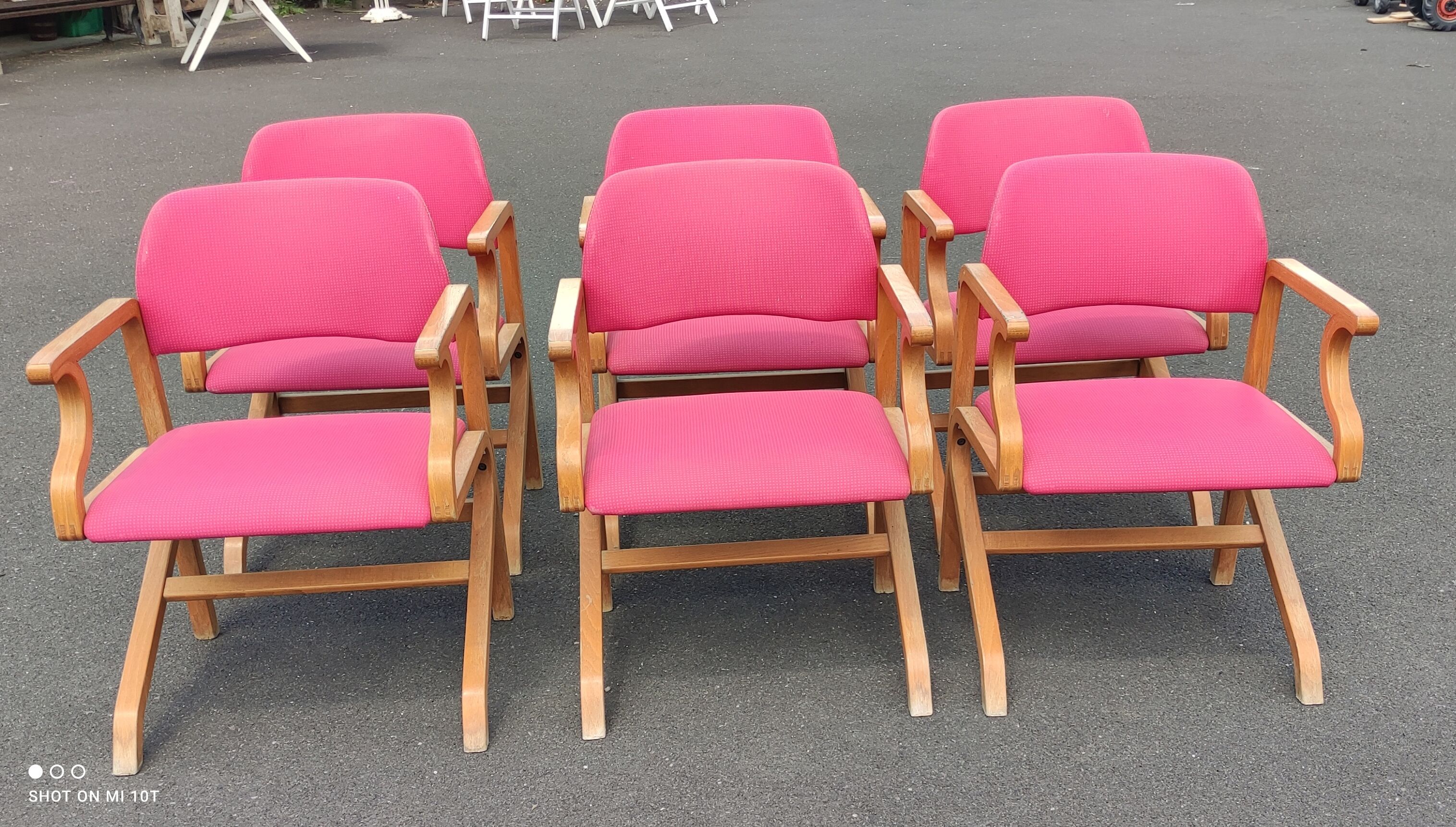Series of vintage thermo folded armchairs