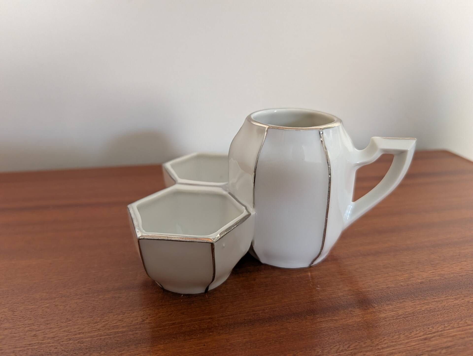 Art Deco condiment holder MS France in porcelain – 1930s