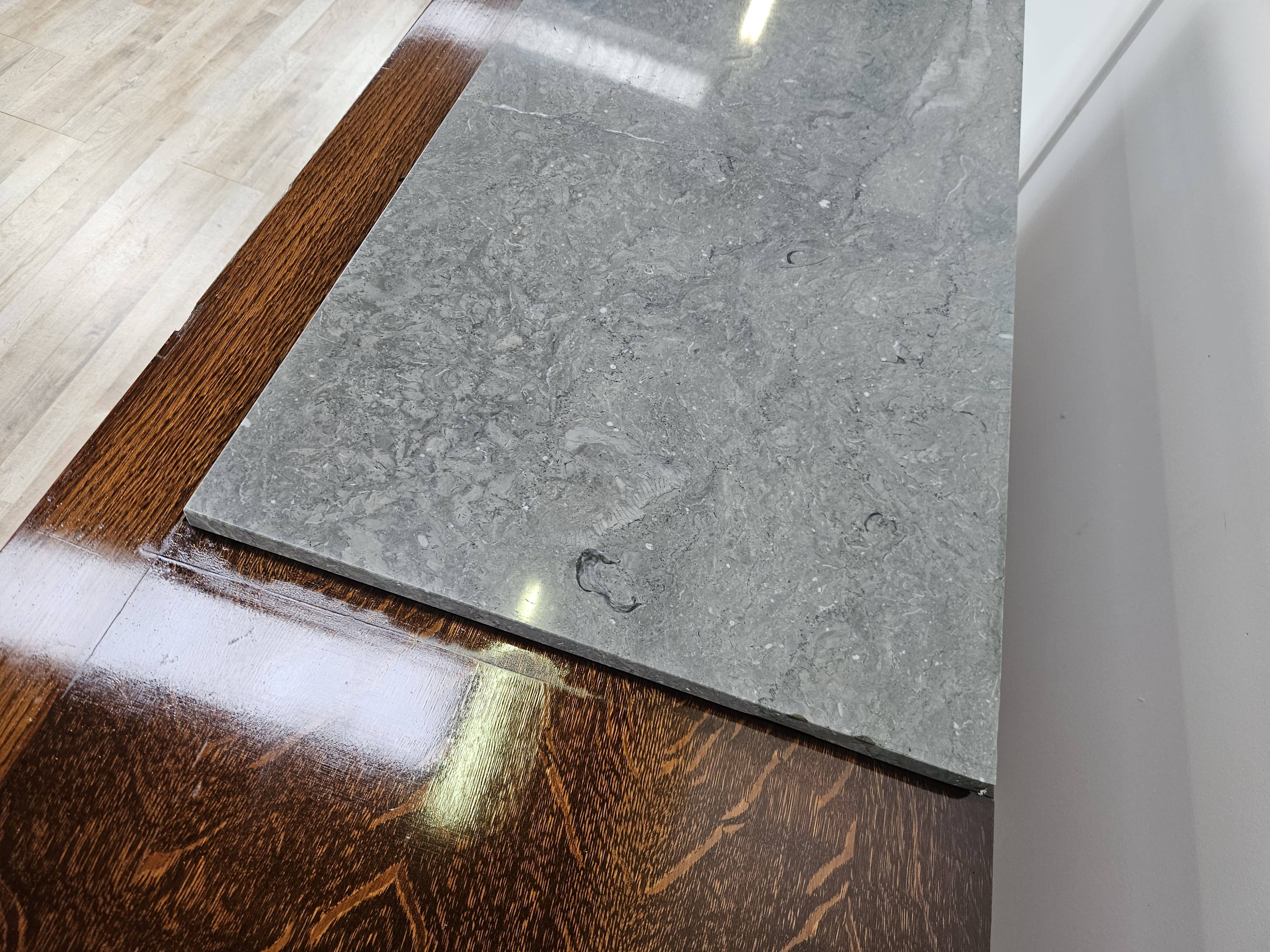 Buffet Art Déco en chêne pour salle à manger avec plateau en marbre