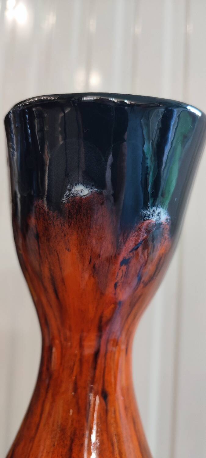 Flamed ceramic pitcher vase 1960