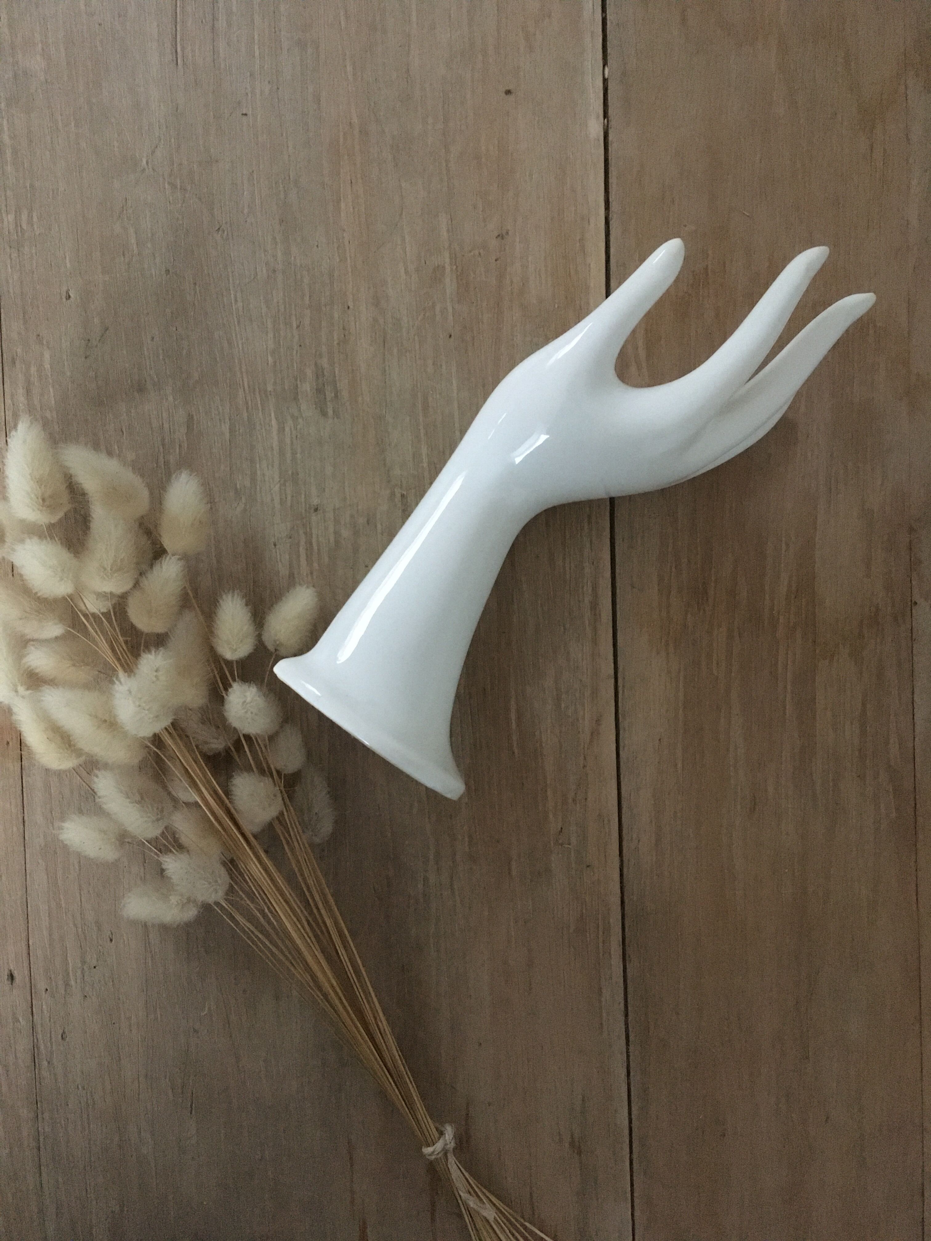 Vase soliflore hand white ring