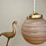 vintage globe pendant light in pink frosted glass