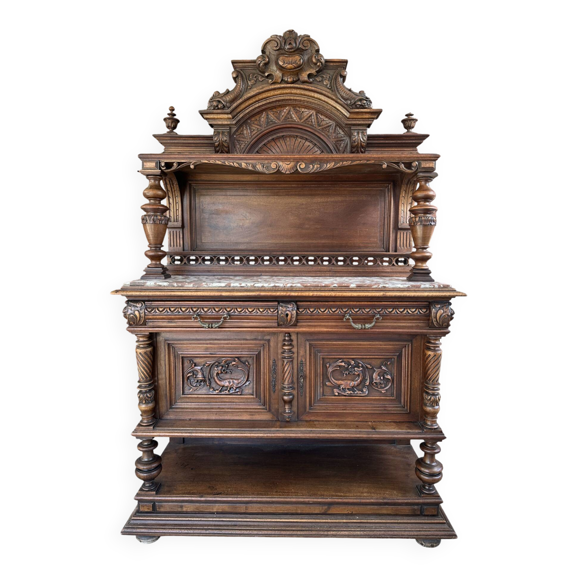 Desserte - Buffet ancien en noyer Henri II XIXeme