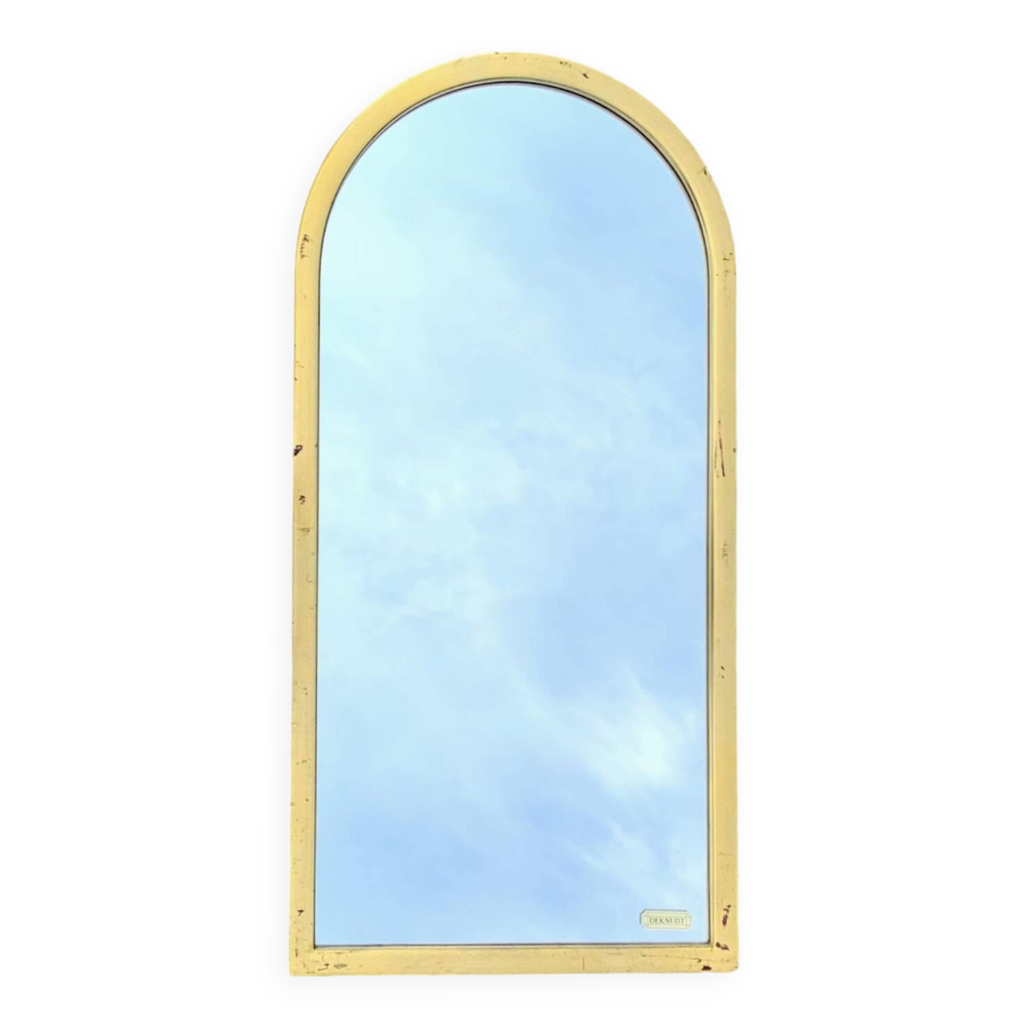 Deknudt vintage arch mirror in gilded wood - height: 79 cm