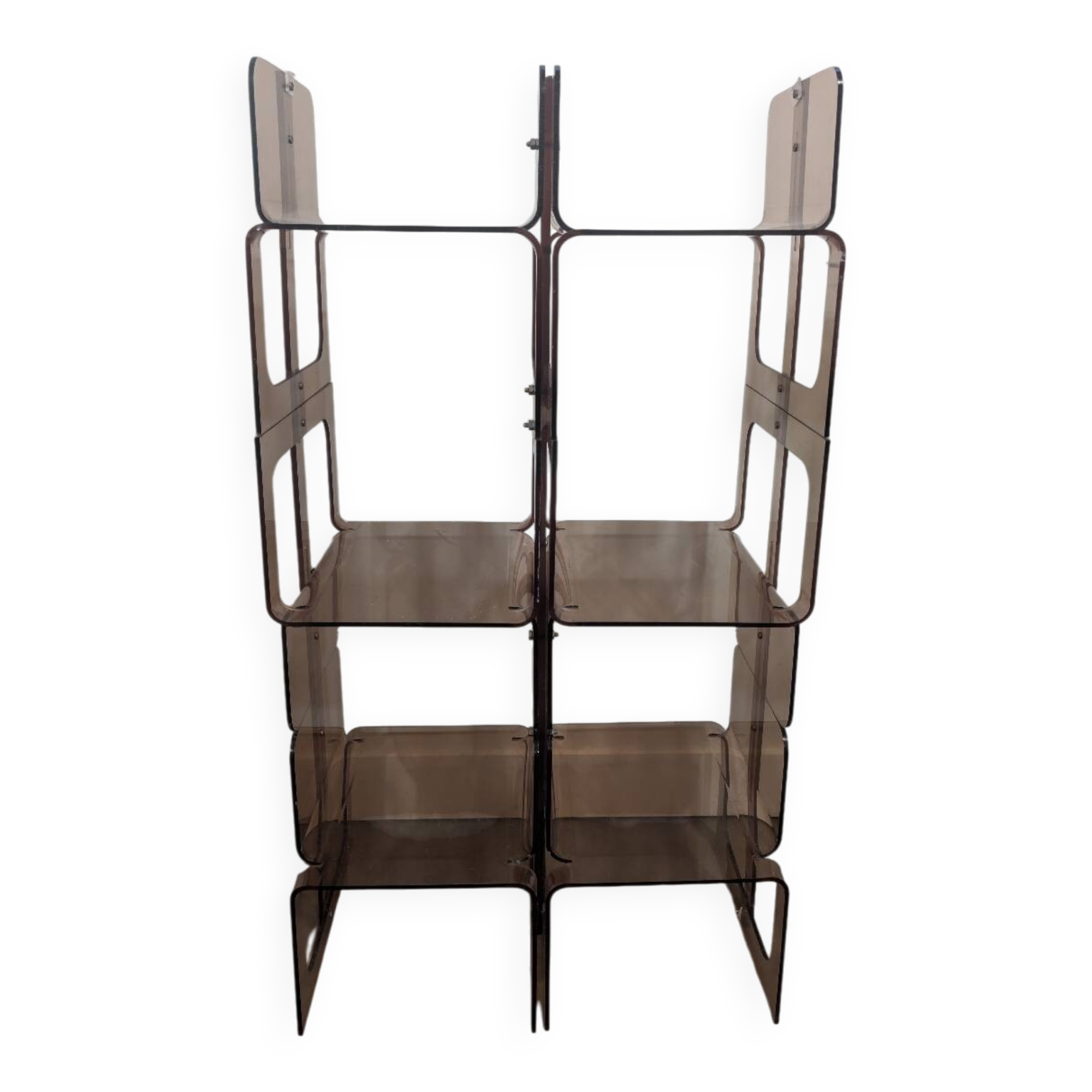 Smoked plexiglass bookshelf