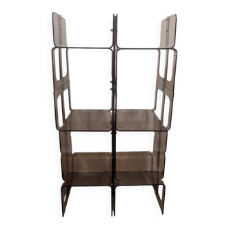 Smoked plexiglass bookshelf