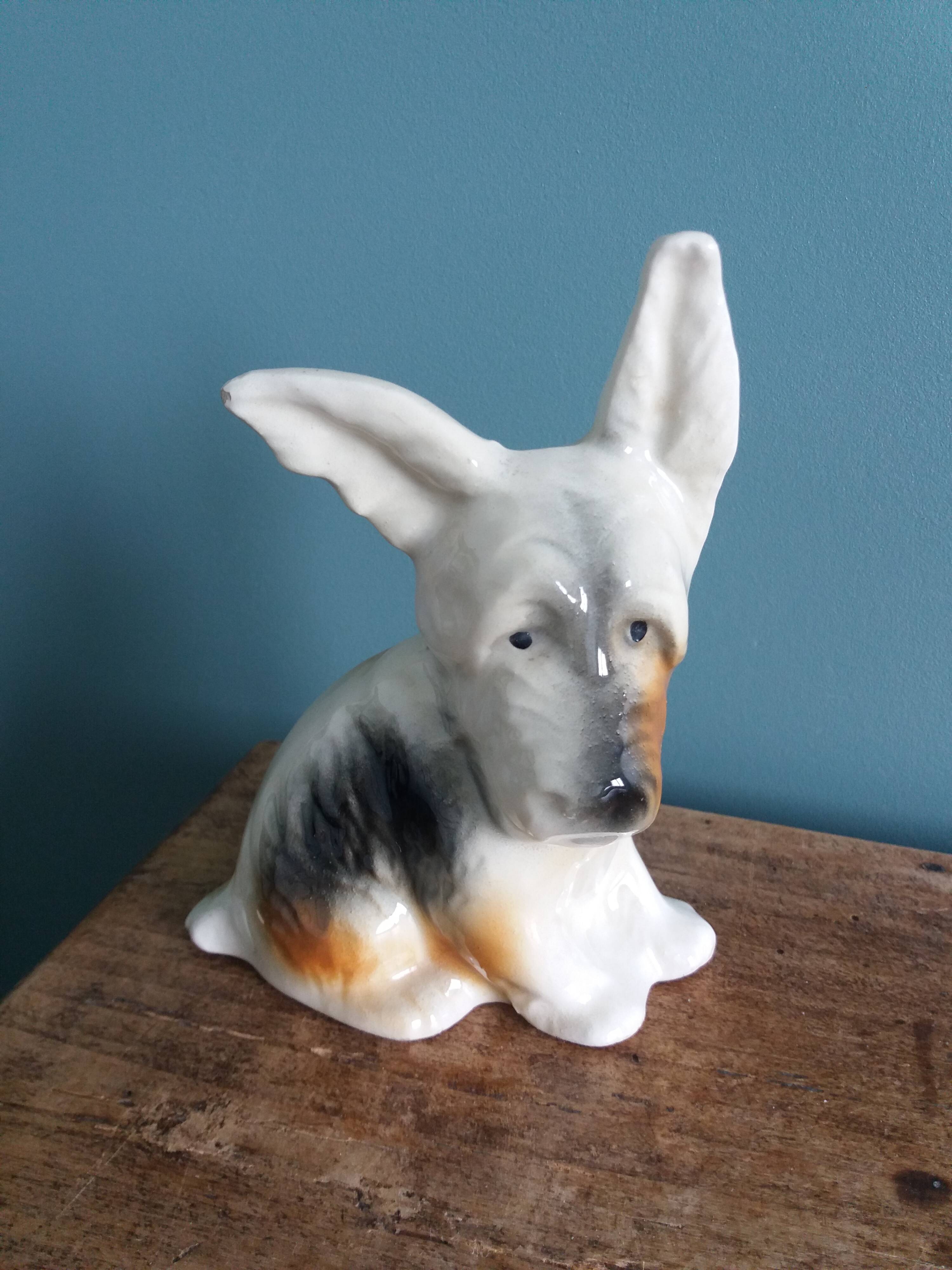 Dog signed Desvres Gabriel Fourmaintraux early 20th century
