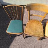 Set of 6 mismatched vintage wooden bistro chairs