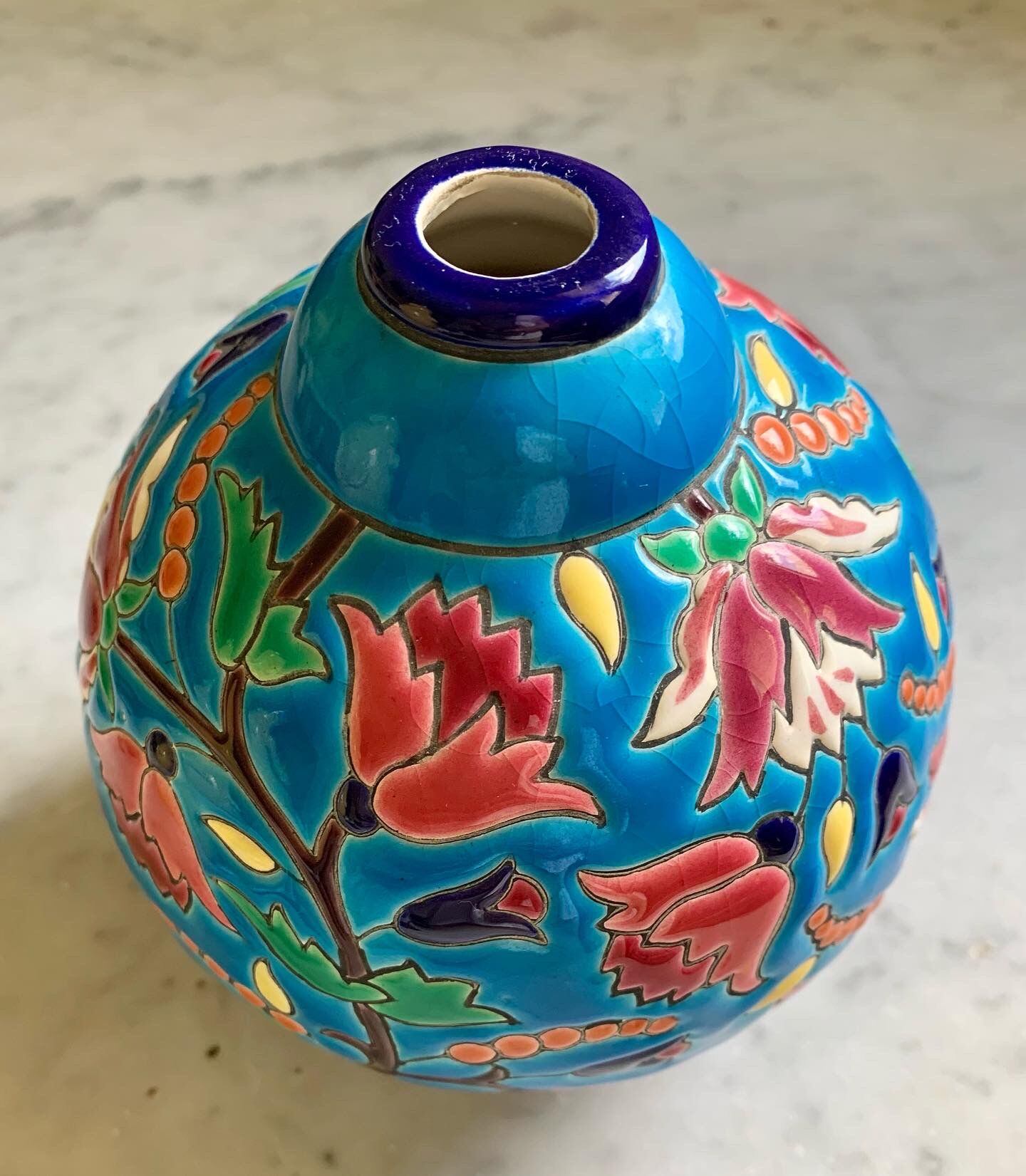 Longwy ball vase