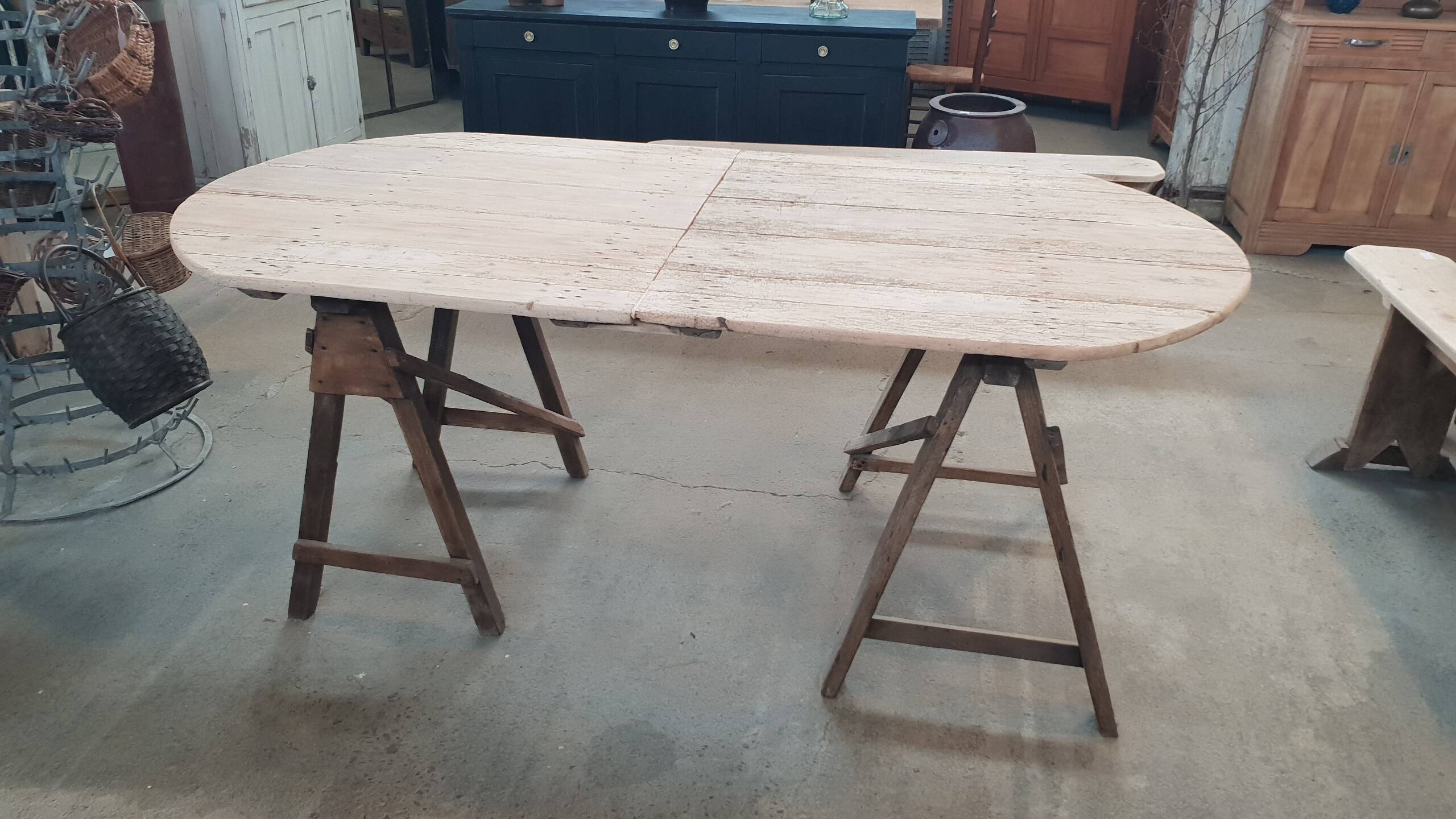 Old table on trestles