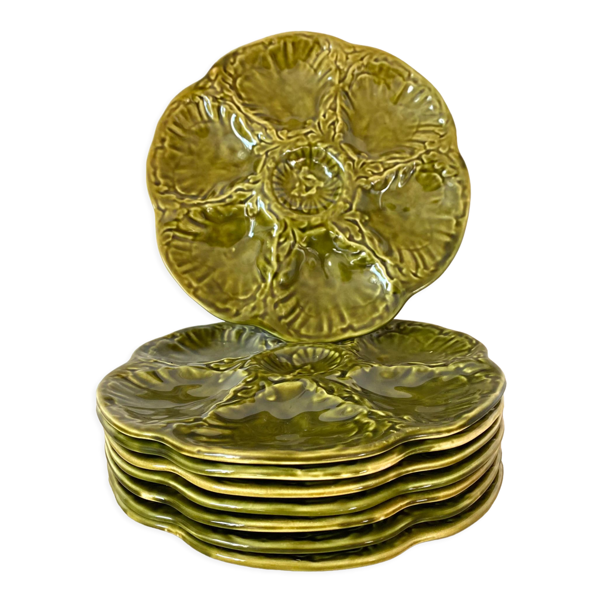 Vintage ceramic oyster plates from Gien