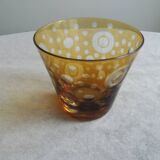 Cut crystal glass lined with amber color