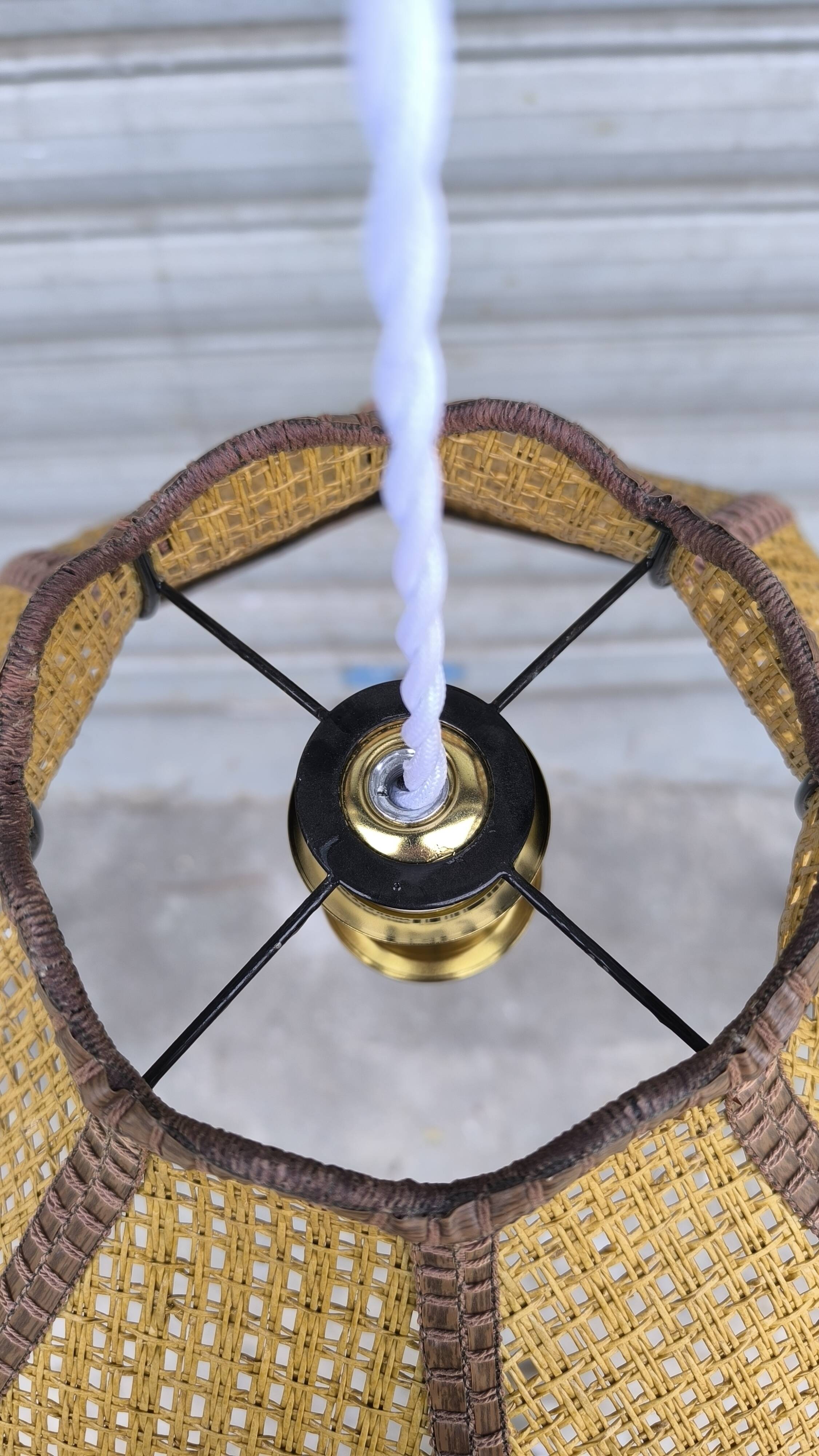 1950s rattan pendant light