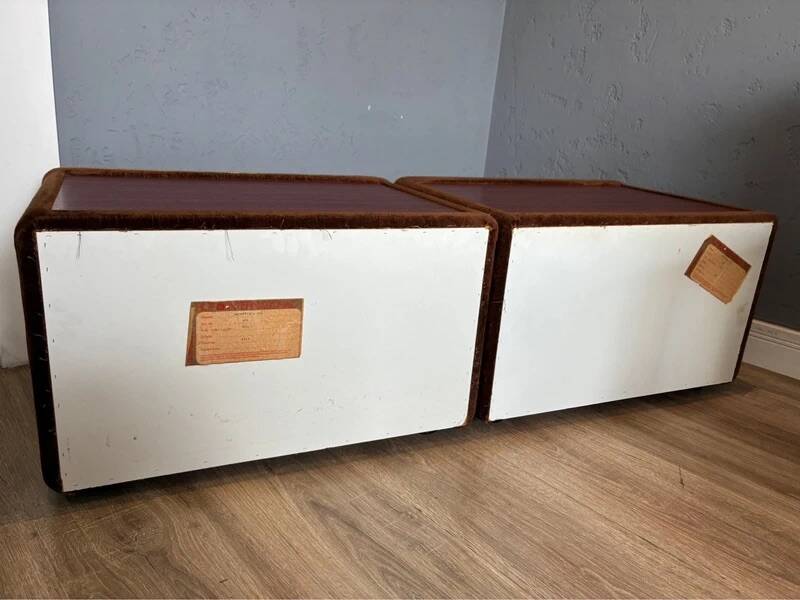 Ruf International Nightstands – Pair Mirrored Bedside Tables 1970s