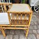 1960s beige rattan and cotton bench