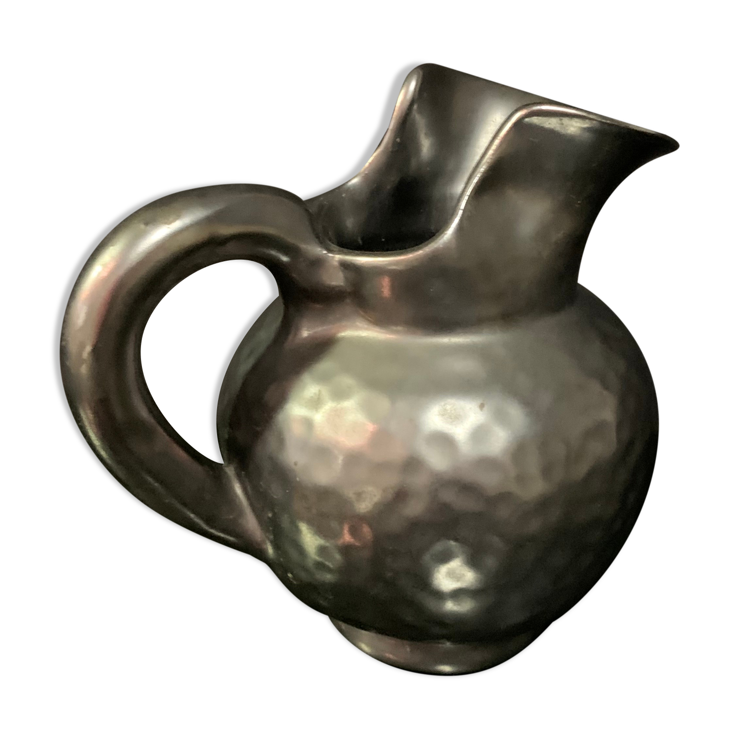 Vallauris pitcher in black enamelled ceramic