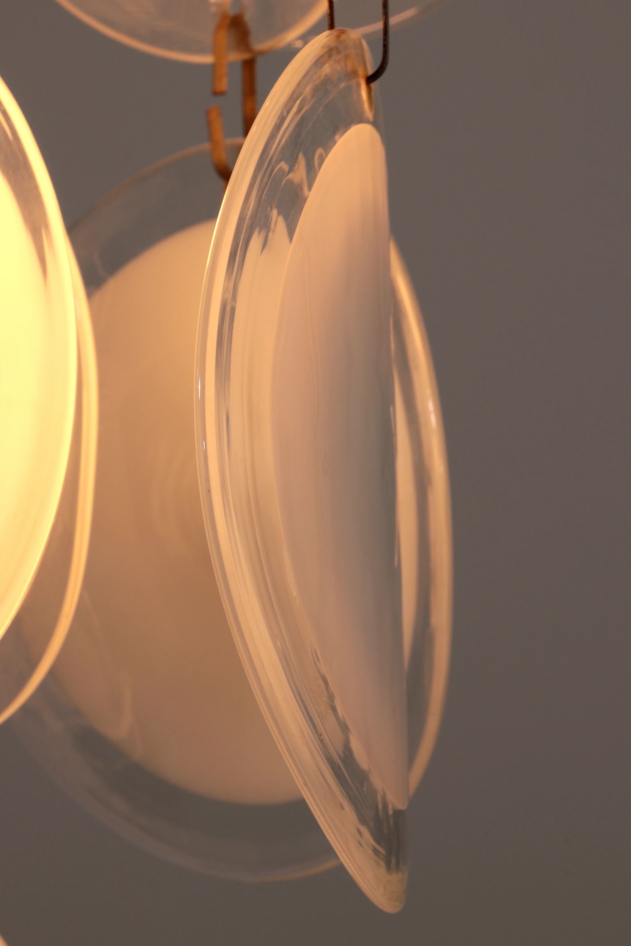 Italian mid-century Murano, Venetian glass disc chandelier by Vistosi