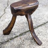 Vintage 1950s Brutalist Coffee Table and Two Stools