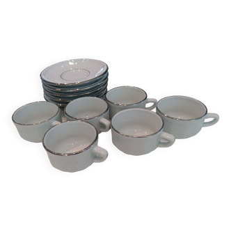 Set of six apilco coffee cups with saucers