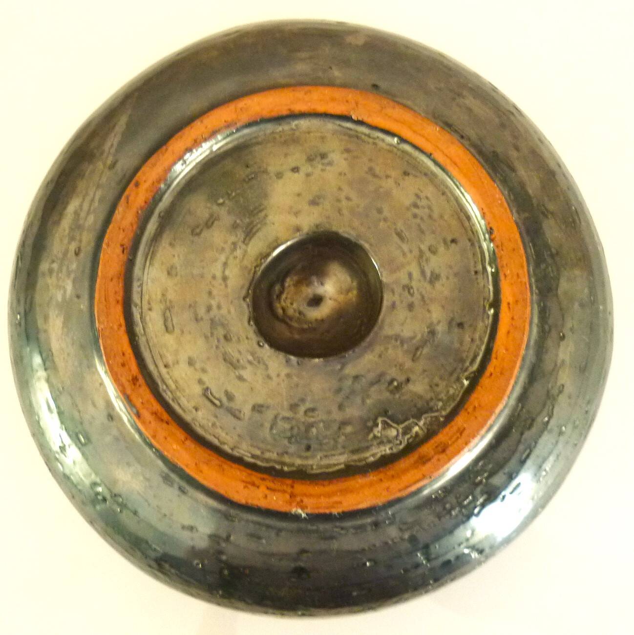 Black ceramic ashtray, enamelled, signed Jean Marais, 1960s/1970s