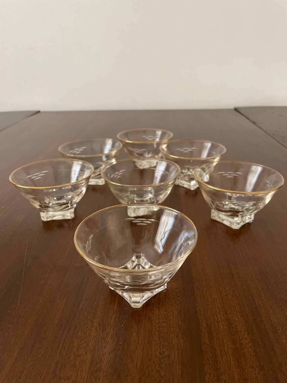 Set of 7 glass ramekins 1950
