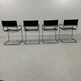 Leather Chairs, Italy, 1970s, Set of 4 ,dark brown