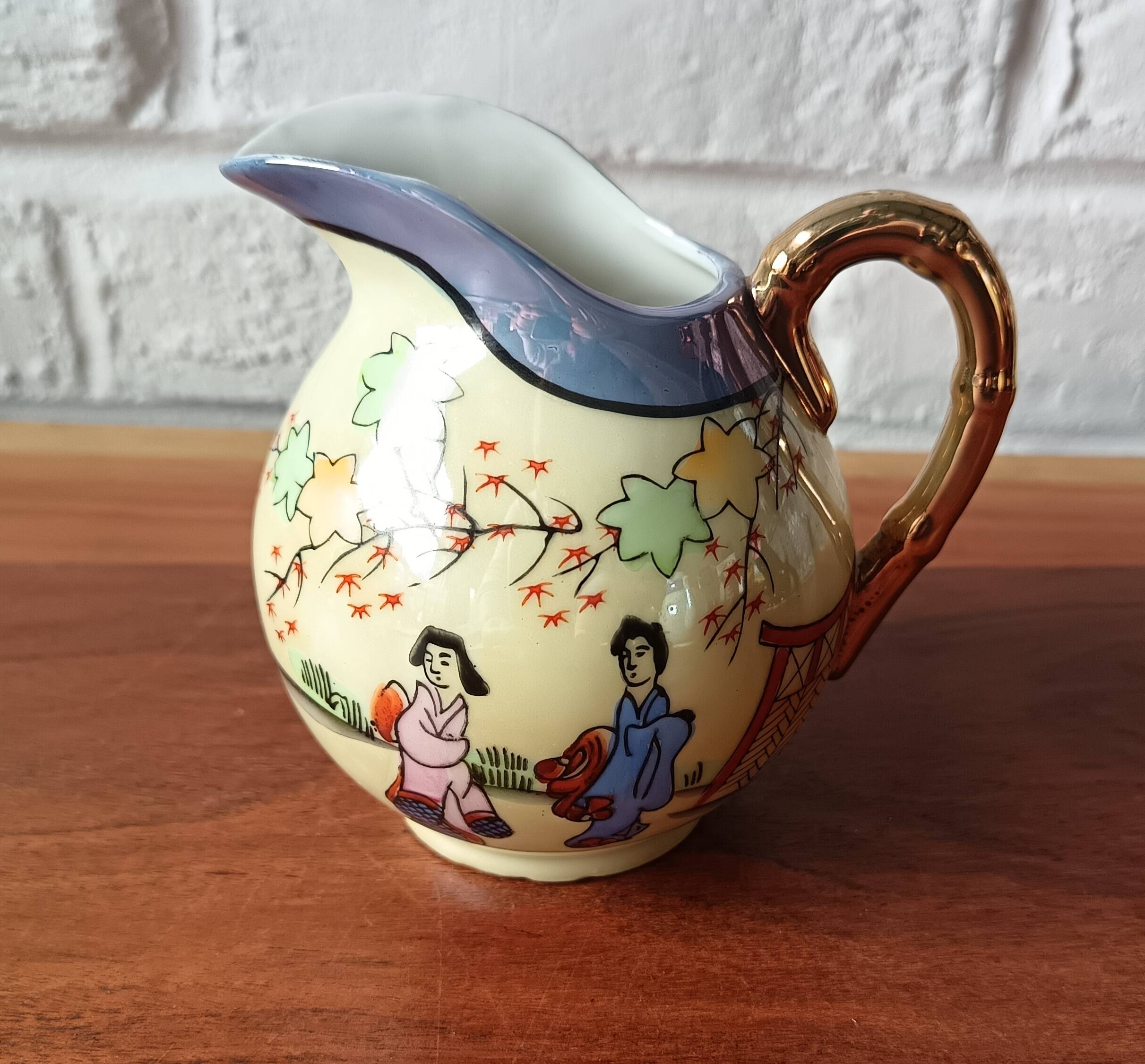 Service à thé en porcelaine fine japonaise vintage motif paysage