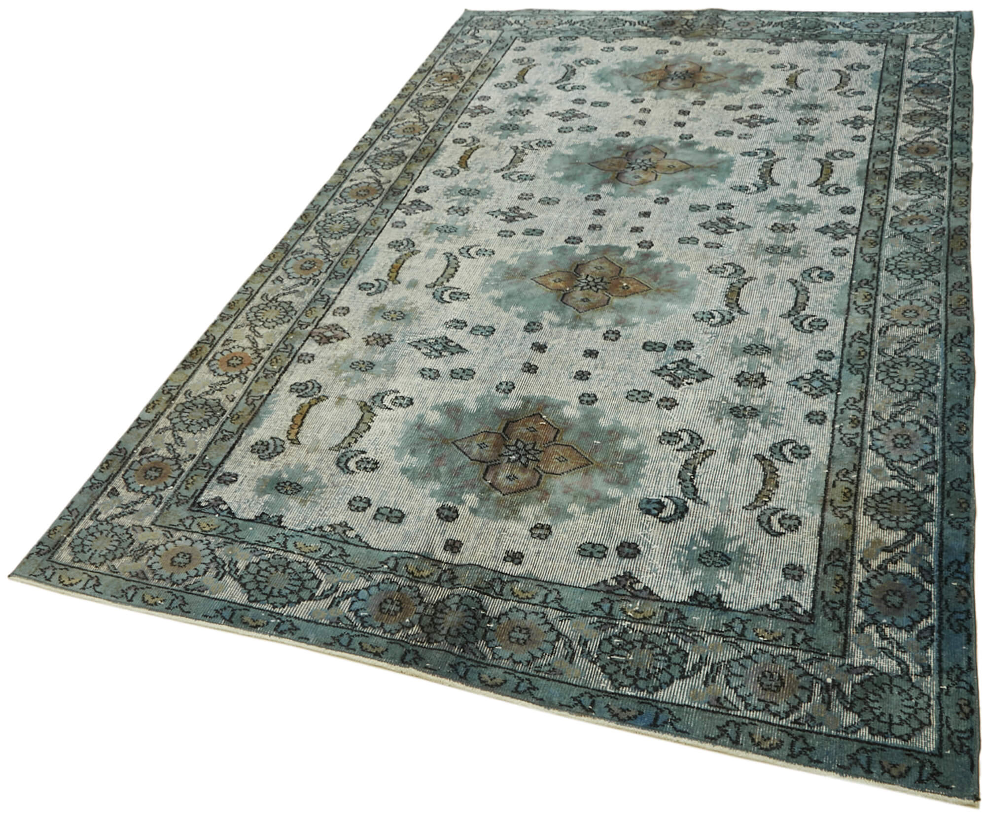 Handmade Hi-Low Pile Oriental 1980s 175 cm x 286 cm Blue Rug