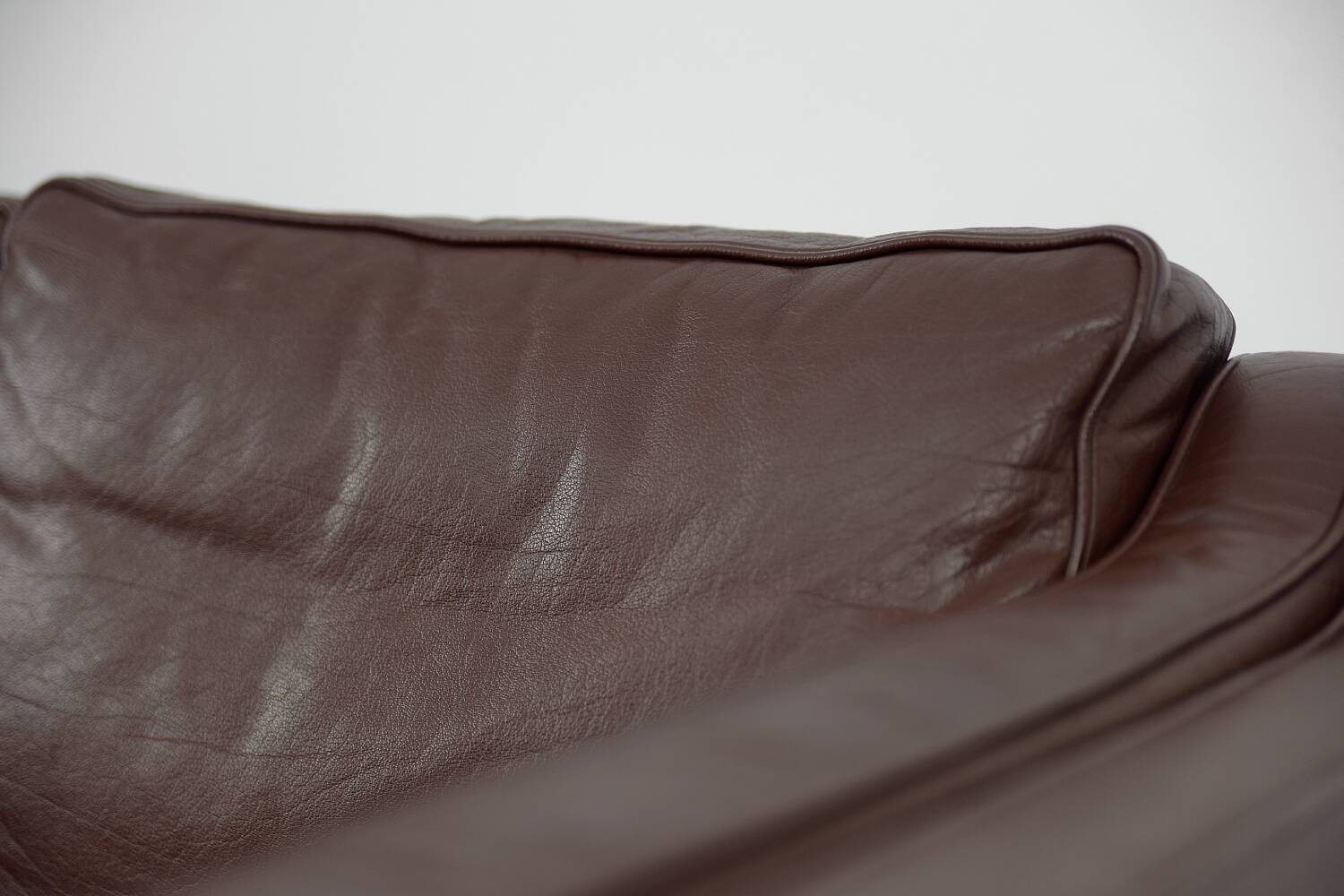 Vintage Mid-Century Scandinavian Modern Brown Leather Sofa, 1970s