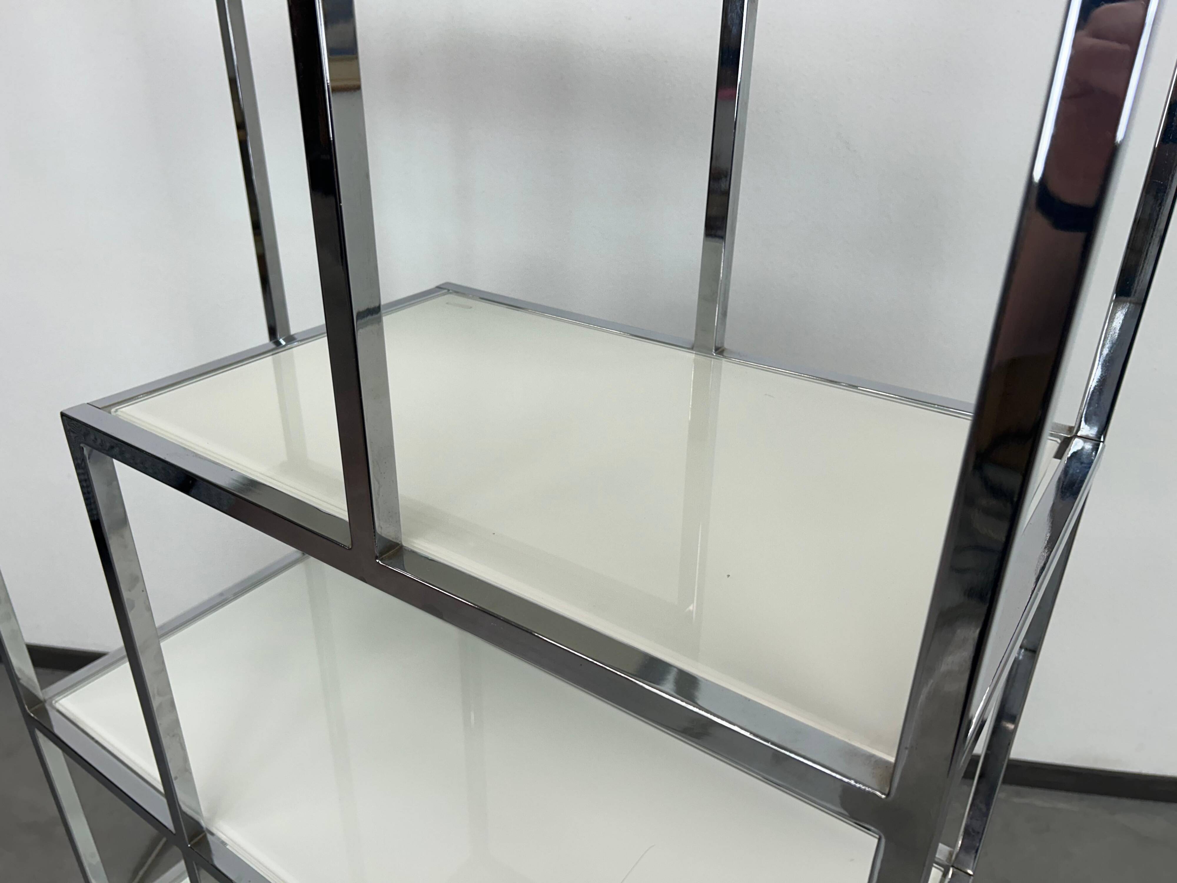 Mid-century modern chrome shelf by Milo Baughman