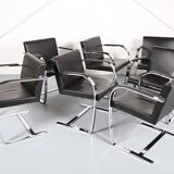 Set of 6+1 Mies van der Rohe Brno black Bauhaus chairs