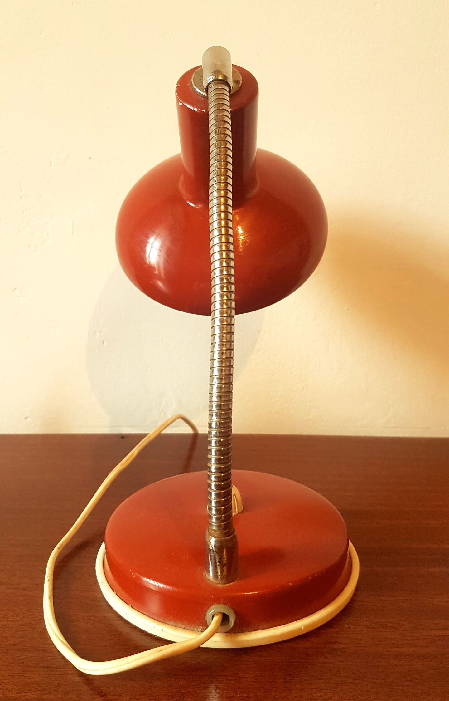 Duo of Red Bedside Lamps, 60s/70s