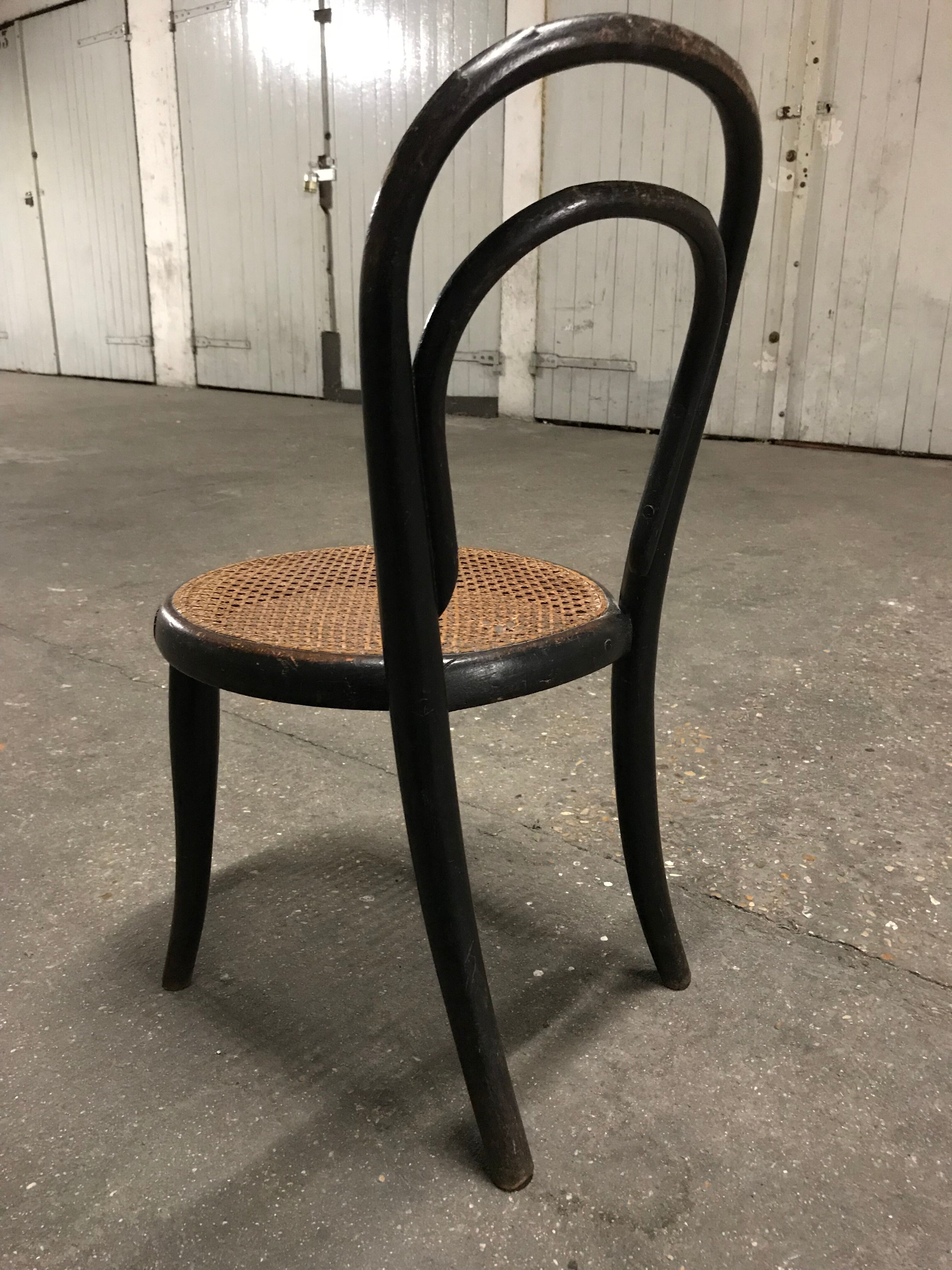 Tuna kid's chair and vintage black wood caning