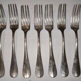7 forks silver plated baguette christofle monogram J C before 1930