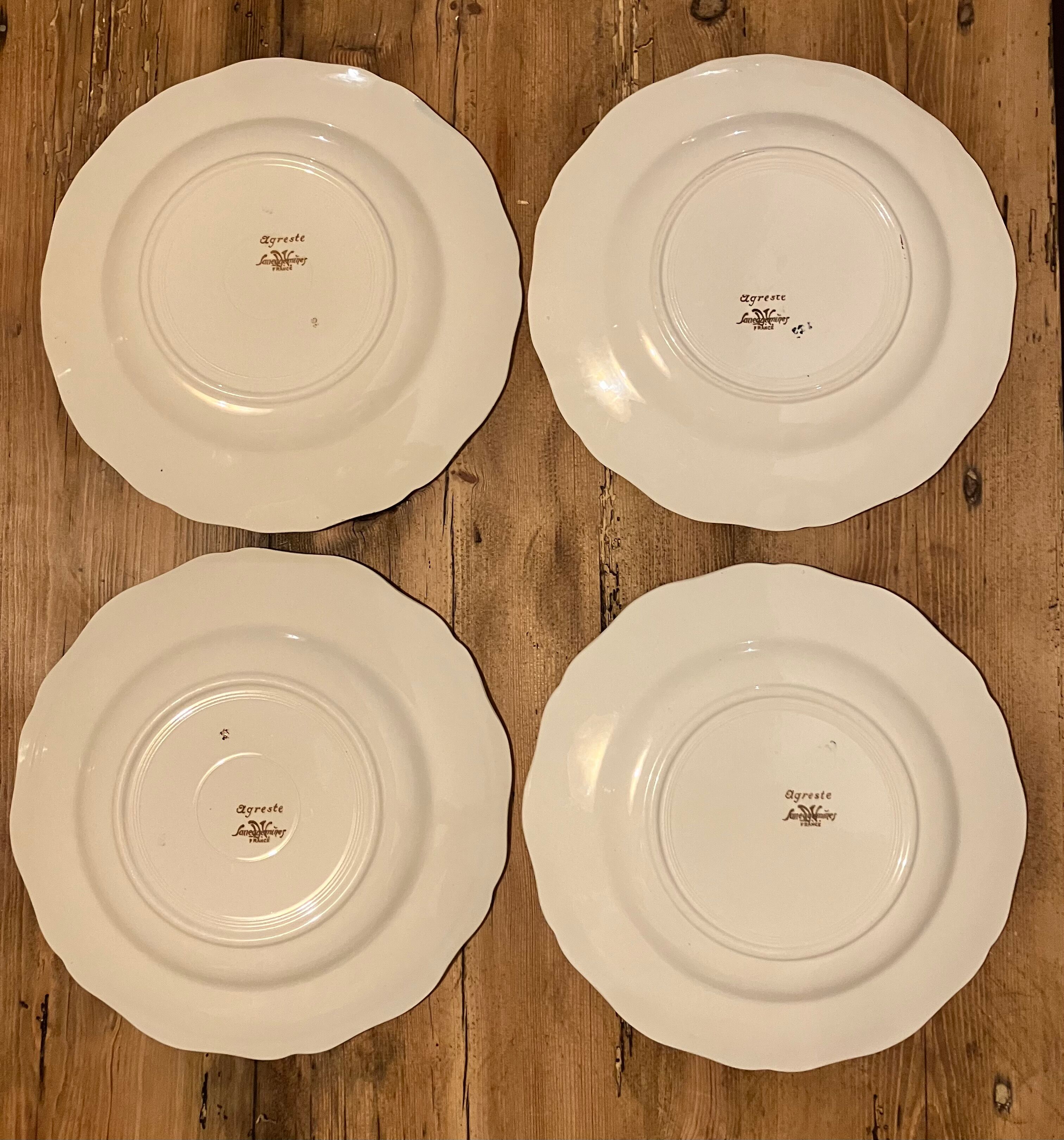 Set of 4 flat plates Sarreguemines service Agreste