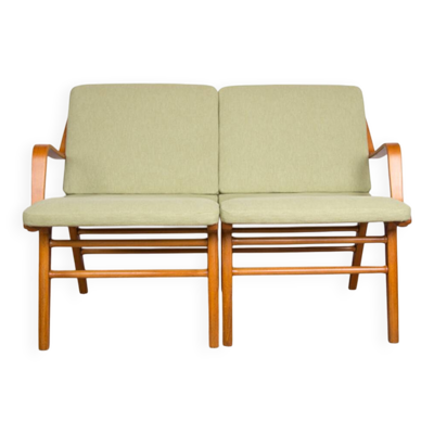 Canapé 2 places danois en hêtre lamellé et acajou modèle AX par Peter Hvidt et Orla Molgaard-Nielsen pour Fritz Hansen 1960