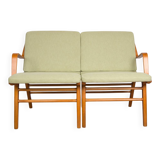 Danish 2-seater sofa in laminated beech and mahogany model AX by Peter Hvidt and Orla Molgaard-Nielsen for Fritz Hansen 1960