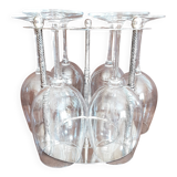 Metal support with crystal stem glasses