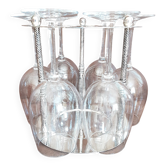 Metal support with crystal stem glasses